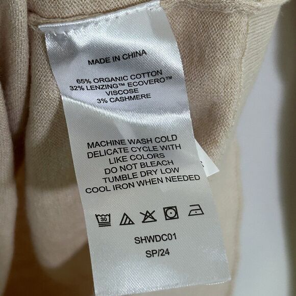 Quince Lightweight Cotton Cashmere Crew Sweater Size Medium Heather Oatmeal - Picture 5 of 7